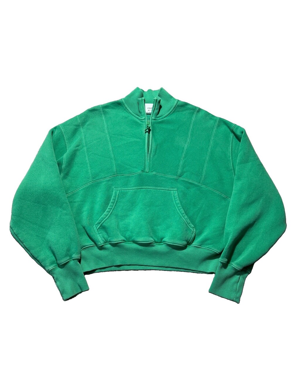 OFFLINE By Aerie Cloud Fleece Seamed Quarter Zip Sweatshirt 1/4 Green Size XS